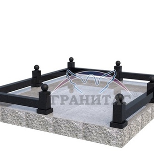 Гранитная ограда №1 с шарами и подставками - описание