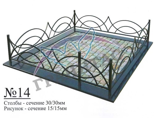 Ограда металлическая №14 - фото